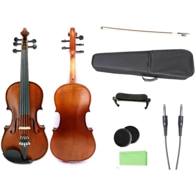 Image of Yinfente 4/4 5 string Electric acoustic Violin Full size Maple Spruce wood Big jack Ebony parts Sweet Sound