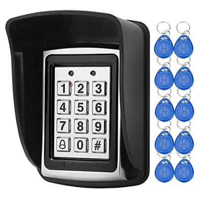Image of LIBO Waterproof Access Control Keypad Proximity RFID Controller, Suitable for Single Door Entry System, Support 1000 Users, Including 10pcs 125KHz Keyfobs with Rainproof Cover