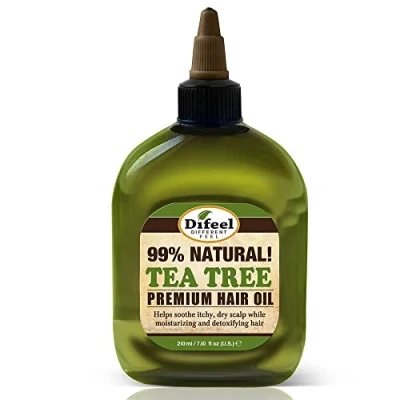 Image of Difeel Premium Natural Hair Oil Tea Tree Oil, For Itchy Dry Scalp, Pure Herb Formula With Vitamins, Strengthens &amp; Repairs Follicles, Eliminates Itching Dandruff, All Types 210 ml