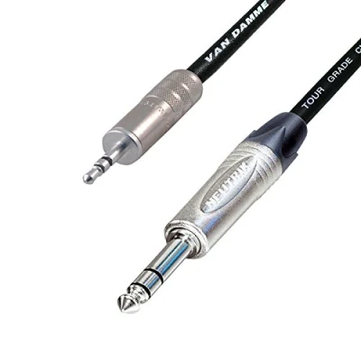 Image of Stereo Mini Jack to 1/4&quot; Lead. Van Damme Cable. Neutrik Headphone (2m, Black)