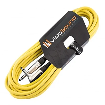 Image of Guitar Lead 6.35mm 1/4&quot; Mono Jack to Angled Jack/Instrument Cable / 6 Colours 6m Yellow