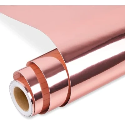 Image of Prime Vinyl Rose Gold Permanent Roll, for Cricut, 12‘’ x 15 FT, Metallic Self Adhesive Vinyl, Silhouette Cameo, Cutting Machine, Home Decal, Easy to Weed