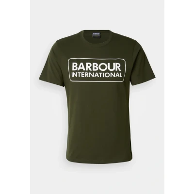 Image of Barbour International Essential Large LOGO Print Tshirt, Men&#039;s, Size: Medium, Sage/white