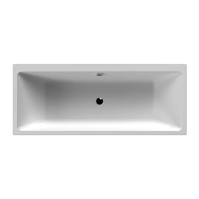 Image of nuie NBA914 Asselby Modern Bathroom Double Ended Square Straight Thin Edge Shower Bath, 1800mm x 800mm, White