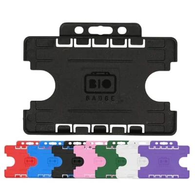 Image of 10x Black Double Sided Rigid Slide in Open Faced ID Card Holders Horizontal/Landscape Identity Plastic Holder Holds a 86mm 54mm cr80 Credit Sized PCL Media ltd