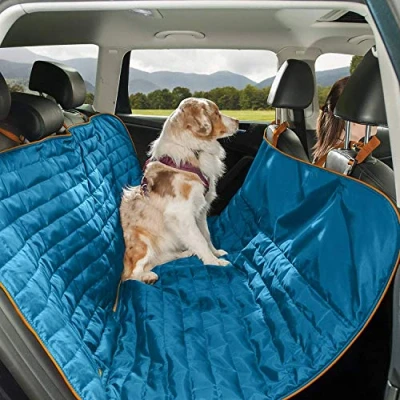 Image of Kurgo Loft Hammock, Dog Car Seat Protector, Water and Stain Resistant, Secure Fit, Reversible, Blue/Orange