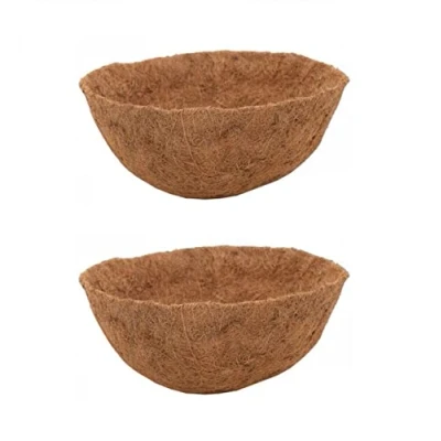 Image of Set Of 2 Natural Coco Hanging Basket Liners Cupped Shaped Liner For A 16 Inch