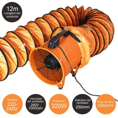 Image of MonsterShop Maxblast Dust Extractor 250mm 320W with 12m Duct