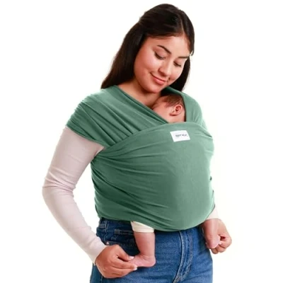 Image of Sleepy Wrap Baby Carrier Newborn to Toddler Ergonomic, Hands Free Made from Stretchy Fabric Lightweight for Infants 7 35 lbs / 3 15 kg (Sage Green)