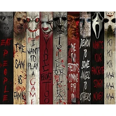 Image of wangmaomao Paint by Numbers for Adults Children Skull Halloween Horror Couple 16x20 Inch Linen Canvas Acrylic DIY Number Painting Kits Wall Art Decor Gifts Frameless