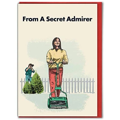 Image of Official Modern Toss Funny Valentines Cards &#039;Secret Admirer Lawnmower&#039; Cheeky Witty Day for Him Her Boy Girlfriend Husband Wife Sold by Brainbox Candy