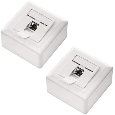 Image of deleyCON 1x CAT6 Universal Network Socket RJ45 Port Shielded Surface or Flush 1 Gigabit Ethernet EIA/TIA 568B White