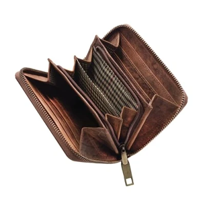 Image of STILORD &#039;Paris&#039; Womens Leather Purse RFID Vintage Ladies Wallet Card Holder with NFC Protection Slim Coin Pouch Genuine Leather, Colour:Torino Brown