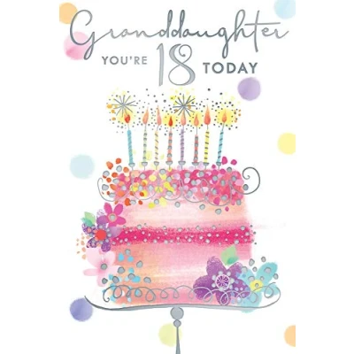 Image of Granddaughter 18th 18 Today Cake Candles Design Happy Birthday Card Lovely Verse