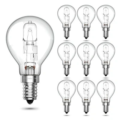 Image of Lamptobe 10 Pack SES E14 Golf Ball Bulb Dimmable, 42W G45 Small Edison Screw Globe Light 240V Classic Mini Globes Clear Round Bulbs Warm White 2700K