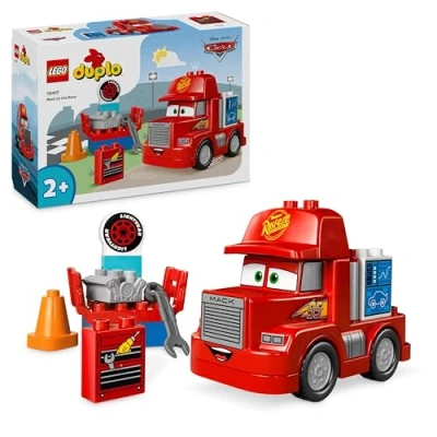 Image of LEGO DUPLO Disney and Pixar’s Cars Mack at the Race Set, Truck Building Toy for 2 Plus Year Old Toddlers, Boys &amp; Girls, Buildable Red Hauler from Film, Birthday Gift Idea 10417