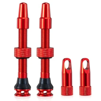 Image of 2PCS Bike Tubeless Presta Valve Stem, Red, Integrated Core Removal Tool(44 mm)