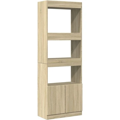 Image of vidaXL Highboard Sideboard Storage Cabinet/Cupboard Sonoma Oak, 63x33x180cm, Engineered Wood, Modern Design for Living Room, Bedroom, Office