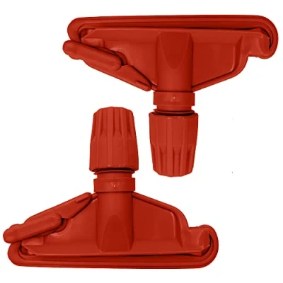 Image of Kentucky Mop Head Clip Colour Coded, Pack of 2 Plastic for Secured Attachment Between Heads Replacement and Handle (Red)