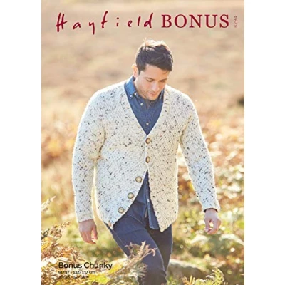 Image of Hayfield Bonus Chunky Knitting Pattern 8294 Men&#039;s Cardigan