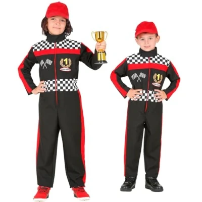 Image of Widmann Cappy 52598 Children&#039;s Costume Formula 1 Driver, Jumpsuit, Racer, Athlete, Theme Party, Carnival, Multicoloured, 158