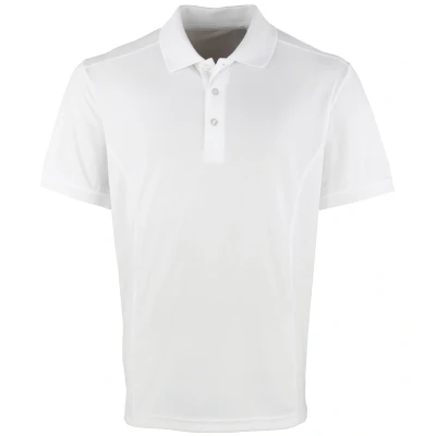 Image of Premier Mens Stud Heavyweight Plain Pique Polo Shirt (White) Size 2XL