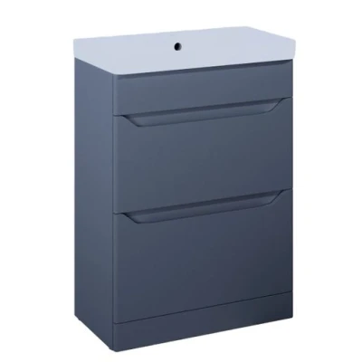 Image of Iflo Jalon 2 Drawer Floor Standing Base Unit 600mm (W) X 330mm (D) 800mm (H) Navy Blue Matt
