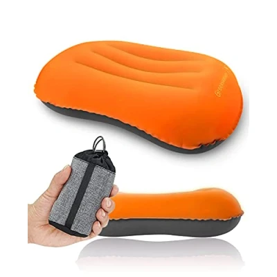Image of Rantizon Ultralight Camping Pillow, Compressible, Compact,Comfortable, Ergonomic Inflatable Travel Pillow with Storage Bag, for Neck &amp; Lumbar Support Hiking, Camping, Traveling,3.5 oz,Orange