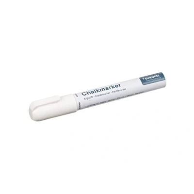 Image of Europel Chalk marker 6 mm, white, 1 piece, blister card, reversible tip and chisel