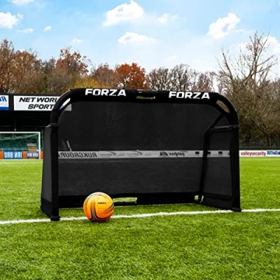 Image of FORZA Aluminium POD Football Goal Fold Away &amp; Freestanding Target Goals Carry Bag Included [9 Colours 3 Size Options] (Black, 6ft x 4ft)