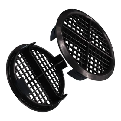 Image of 8 x Black Plastic 70mm Round Soffit Air Vents/Upvc Push Fit Eaves Disc Fascia