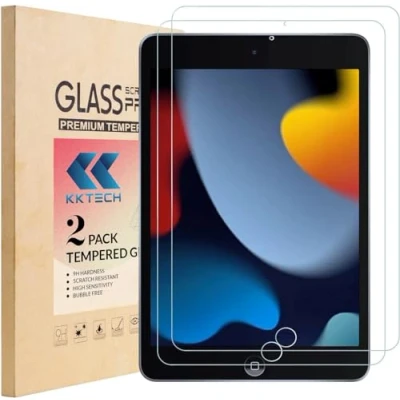 Image of KKTECH iPad 9th Generation screen protector for Apple 8th 7th 10.2 (2021, 2020, 2019 Models) [Ultra Clear HD] [Anti Scratch] [Bubble Free] [9H Hardness] [2 Pack]