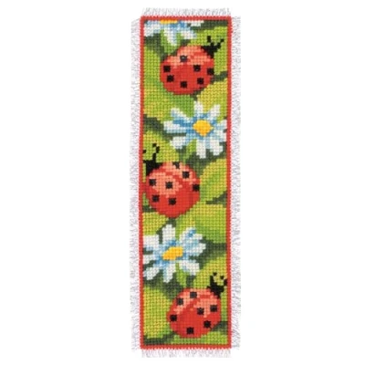 Image of Vervaco Bookmark Ladybirds Counted Cross Stitch Kit, Multi Colour