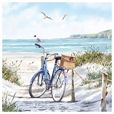 Image of Napkins Bicycle Beach 20 Pack 3 Ply Paper Ambiente Party Tableware Serviettes 16.5cm x