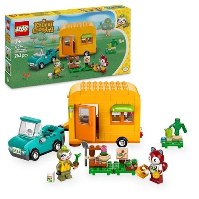 Image of LEGO Animal Crossing Leif’s Caravan &amp; Garden Shop, Pretend Play Vehicle Building Set with Car Toy for 7 Plus Year Old Girls Boys, Kids&#039; Birthday Gift Idea 77054