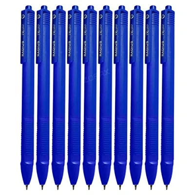 Image of TriadRT Retractable Ballpoint Pens, BLUE, Fine Point (0.7mm), Pack of 50, Comfort Trio Grip, Smooth Ball Perfect for School Office Home Use, iZOFAX