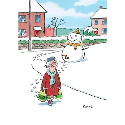 Image of GBCC Paper House Funny Christmas Greeting Card Snowman Mischief From The Aged To Perfection Range Humorous Cartoon Great British Company,Multicoloured,122 x 170mm