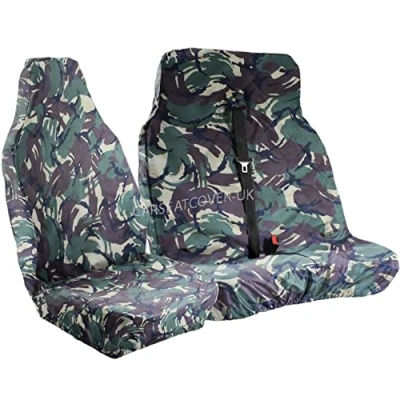 Image of Carseatcover UK Green Camouflage Camo Van Seat Covers Single + Double