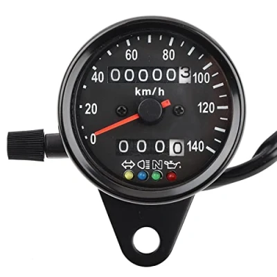 Image of Speedometer Gauge, 65 mm Black Face Waterproof UV Protection LED Mechanical Motorcycle Odometer Gauge with Indicator, Sliver other electronic equipment