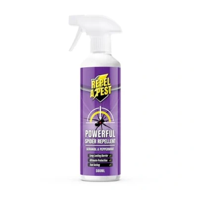 Image of Repel A Pest Spider Repellent Deterrent Spray Natural Eco Friendly Control for Indoors and Outdoors Contains Peppermint &amp; Geraniol 500ml