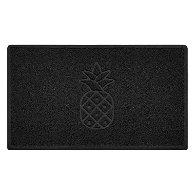 Image of Nicoman Pineapple Embossed Shape Door Mat Dirt Trapper Washable Barrier Doormat (Use Indoor or Sheltered Outdoor) (75x44cm/29.5x17.3inches,Medium) Black