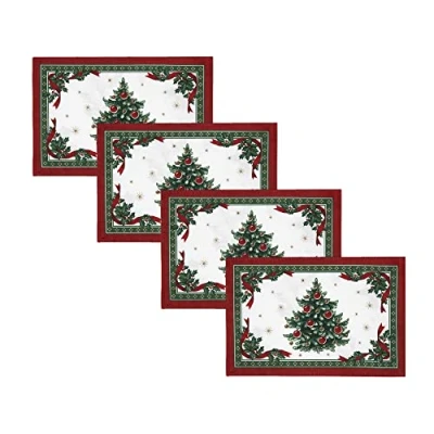 Image of Elrene Home Fashions Villeroy &amp; Boch Toy&#039;s Delight Reversible Christmas Fabric Placemats, 13 Inches x 19 Inches, Set of 4