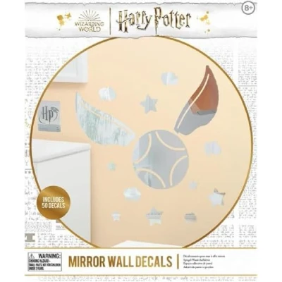 Image of Harry Potter Golden Snitch Mirrored Wall Decals Officially Licensed Merchandise for Boys and Girls, Bedroom Stickers Decor All Ages, Silver Vinyl&#039;s Movie Book Fans Paladone