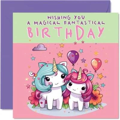 Image of Kids Unicorn Birthday Card Magical Kids, Cards for Him or Her, 145mm x Greeting Son Daughter Niece Nephew Grandchild Kid Children