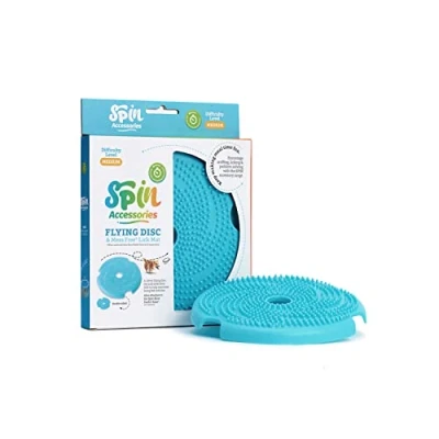 Image of PetDreamHouse SPIN Accessories Lick Flying Disc with BPA Free TPE Economic Replacement Interactive Feeder Blue