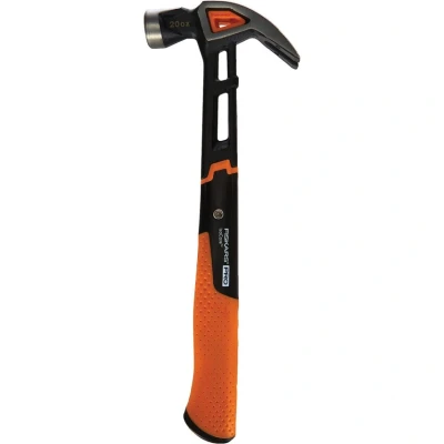 Image of Fiskars Universal Hammer IsoCore M with Curved Claw, Length: 34 cm, Weight: 884 g, Black/Orange, 1027202
