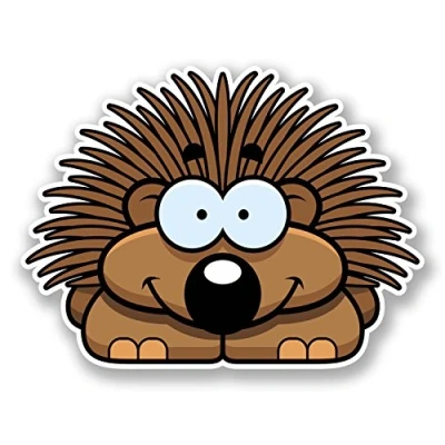 Image of 2 x 10cm Happy Hedgehog Vinyl Sticker Laptop Car Helmet Kids Animal Fun #6086 (10cm Wide 7.5cm Tall)