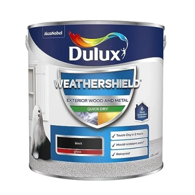 Image of Dulux Weather Shield Quick Dry Gloss Paint, 2.5 L Black