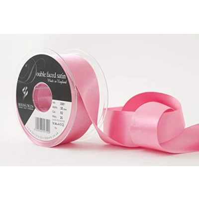 Image of Berisfords Double Satin Ribbon, Hot Pink, 35 mm