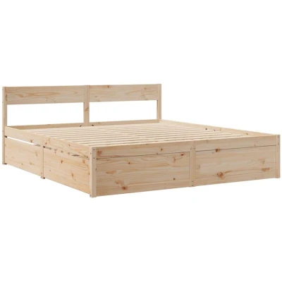 Image of vidaXL Bed Frame without Mattress 200x200 cm Solid Wood Pine